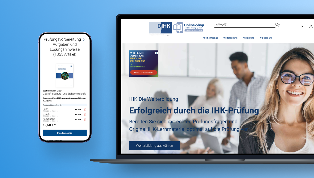 DIHK-Bildungsshop auf Laptop und Smartphone