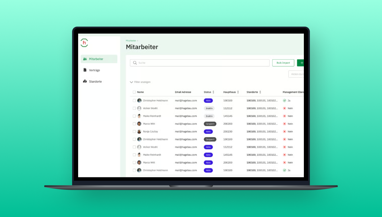 Ansicht der hagebau Administrationsplattform