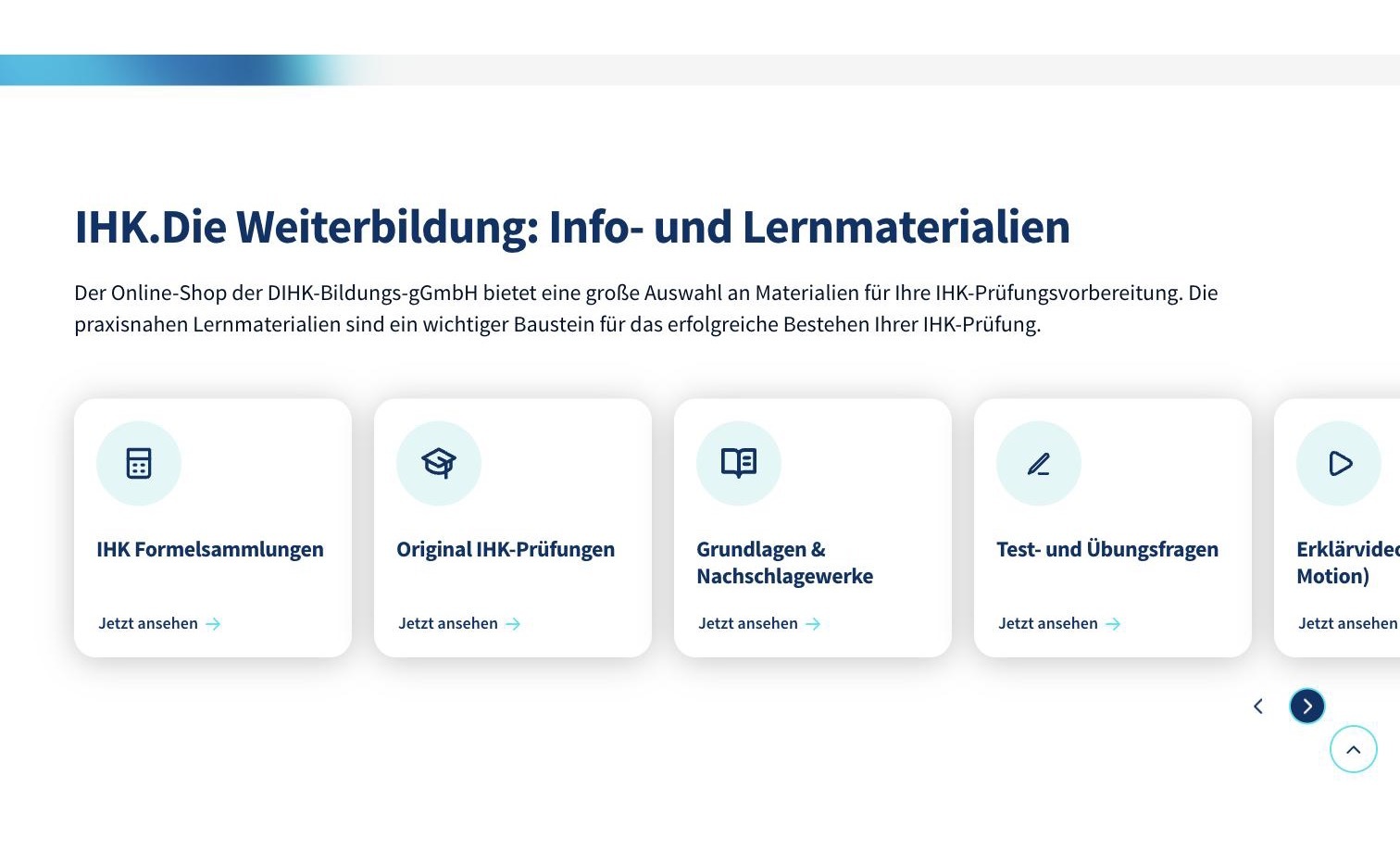 Kategorien des Sortiments im DIHK-Bildungsshop