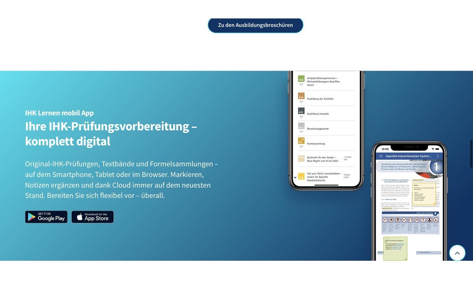 Bewerbung der App IHK Lernen mobil im Shop